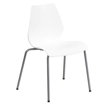 Flash Furniture HERCULES Series Plastic Stack Chair with Lumbar Support, White (RUT288WH)