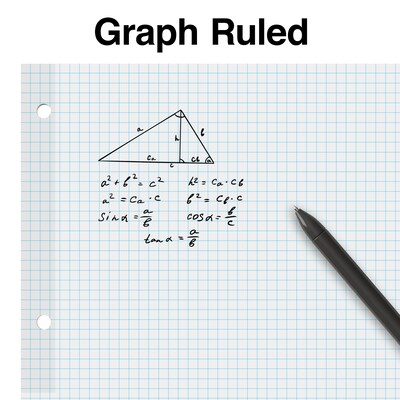 TRU RED™ Graph Ruled Filler Paper, 8.5" x 11", White, 100 Sheets/Pack, 12 Packs/Carton (TR25549)