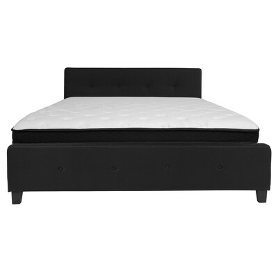 Flash Furniture Tribeca Tufted Upholstered Platform Bed in Black Fabric with Memory Foam Mattress, King (HGBMF24)