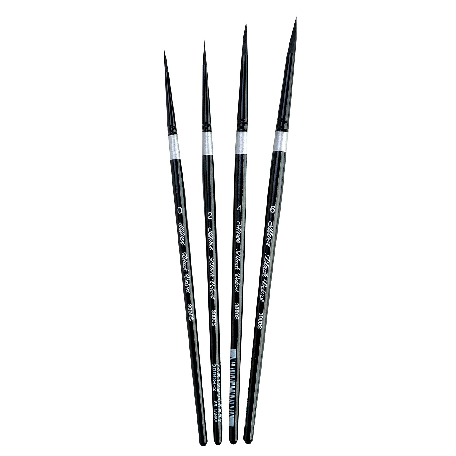 Silver Brush Black Velvet Small Round Brushes, 4/Pack (SLVBV3054)