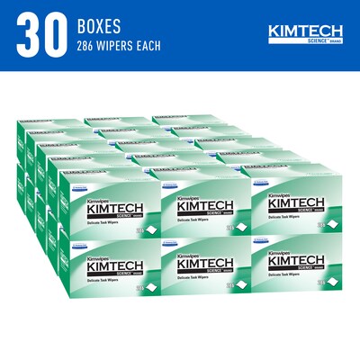 Kimtech Science Kimwipes Delicate Task Wipers, White, 286 sheets/Box, 30 Boxes/Carton (34120)