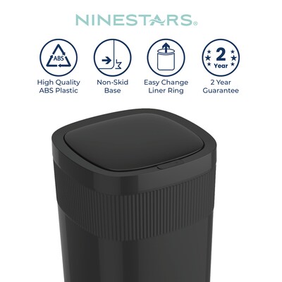 Nine Stars Stainless Steel Touch Tap & Motion Sensor Trash Can, 13.2 Gallon, Black (DZT-50-36BK)