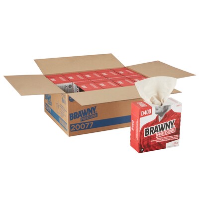 Brawny Professional D400 Cellulose Cleaning Wipers, 12.2 x 9.25, Oatmeal, 120 Wipers/Box (20077)