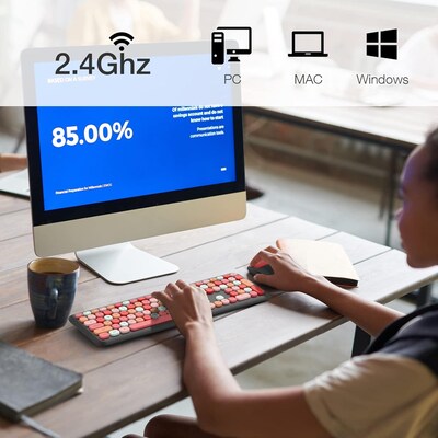 SaharaCase Wireless Ergonomic Keyboard and Laser Mouse Combo, Black/Red (KB2)