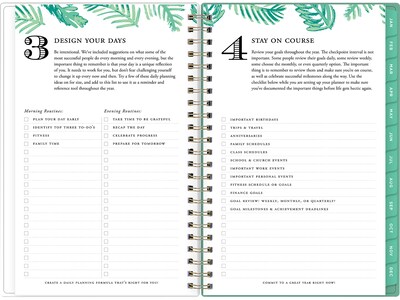 2023 Blue Sky Day Designer Palms 5" x 8" Weekly & Monthly Planner, White/Green (137362-23)