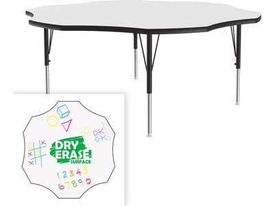 Correll 60" Flower-Shaped Activity Table, Height-Adjustable, Frosty White/Black (A60DE-FLR-80)