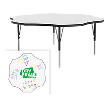 Correll 60 Flower-Shaped Activity Table, Height-Adjustable, Frosty White/Black (A60DE-FLR-80)