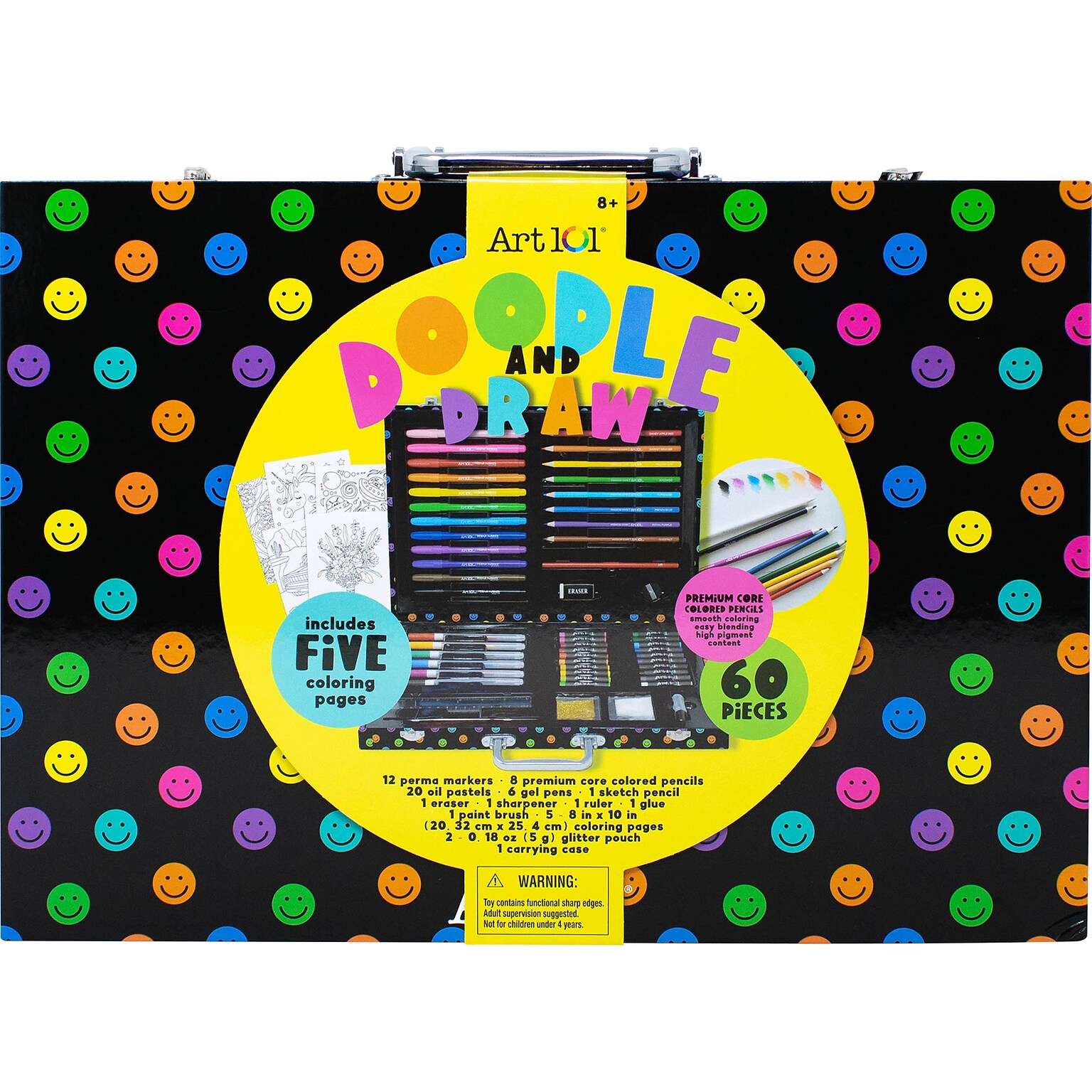 Art 101 Doodle and Draw Art Kit, Assorted Colors, 60 Pieces/Case (61072MB)