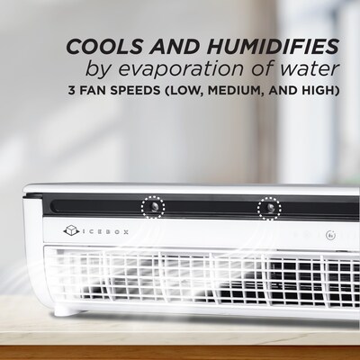 ICEBOX Evaporative Cool Mist Tabletop Humidifier, 8.8 oz., For Rooms 100 sq. ft., White/Gray (IBCF200W)