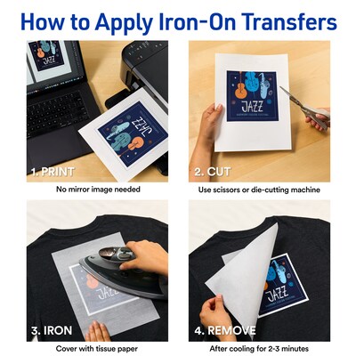 Avery Printable Heat Iron On Transfer Paper for Dark Fabrics, 8-1/2" x 11" (3279)