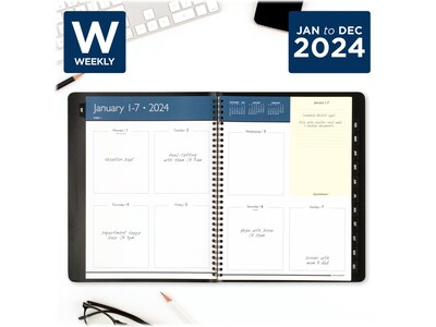 2024 AT-A-GLANCE QuickNotes 8" x 11" Weekly & Monthly Planner, Black (760352-05-24)