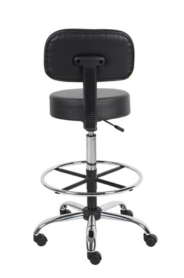 Boss® CareSoft Medical/Drafting Stool with Back Cushion; Black