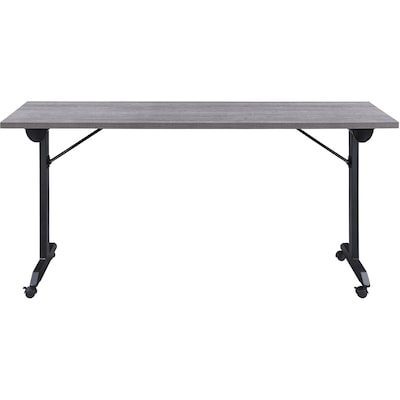Lorell 63W x 29.5D Mobile Folding Training Table, Laminate, With Wheels, Gray (LLR60741)
