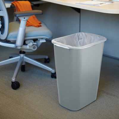 Rubbermaid Indoor Trash Can w/ No Lid, Gray Plastic, 10.25 Gal. (FG295700GRAY)