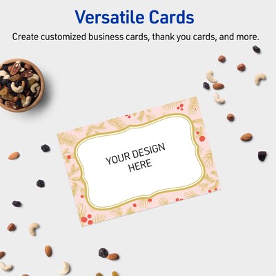 Avery Gold-Pink Berries Matte Blank Card, White, 20/Pack (S00-FGK)