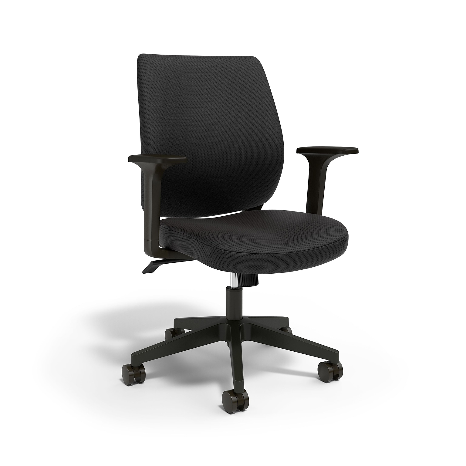 Staples® Essentials Ergonomic Fabric Swivel Task Chair, Black (UN59380)