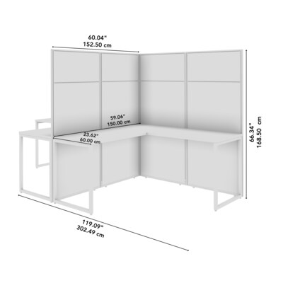 Bush Business Furniture Easy Office 66"H x 119"W 2 Person T-Shaped Cubicle Panel Workstation, Natural Elm (EODH560NE-03K)
