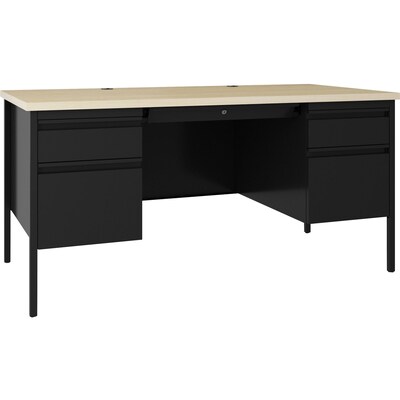 Lorell Fortress Series 60 W Double-Pedestal Desk, Black (LLR60930)