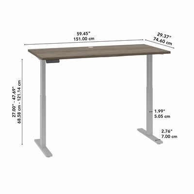 Bush Business Furniture Move 60 Series 60"W Electric Height Adjustable Standing Desk, Modern Hickory/Cool Gray (M6S6030MHSK)