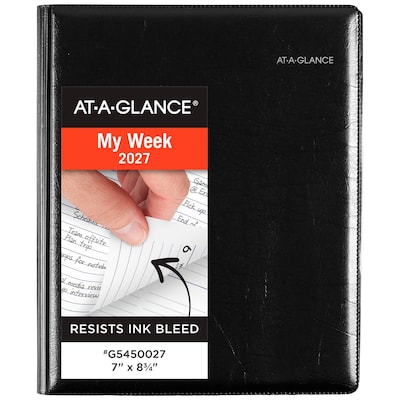 2027 AT-A-GLANCE DayMinder Executive 7 x 8.75 Weekly & Monthly Planner, Faux Leather Cover, Black (G545-00-27)