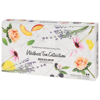 Bigelow Benefits Wellness Caffeinated Assorted Tea Bags, 64/Box (54568)