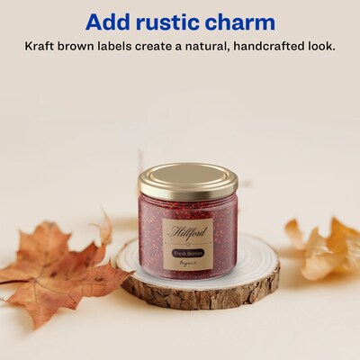 Avery Square Labels, 1 x 1, Kraft Brown, 1,200 Labels/Pack (94103)