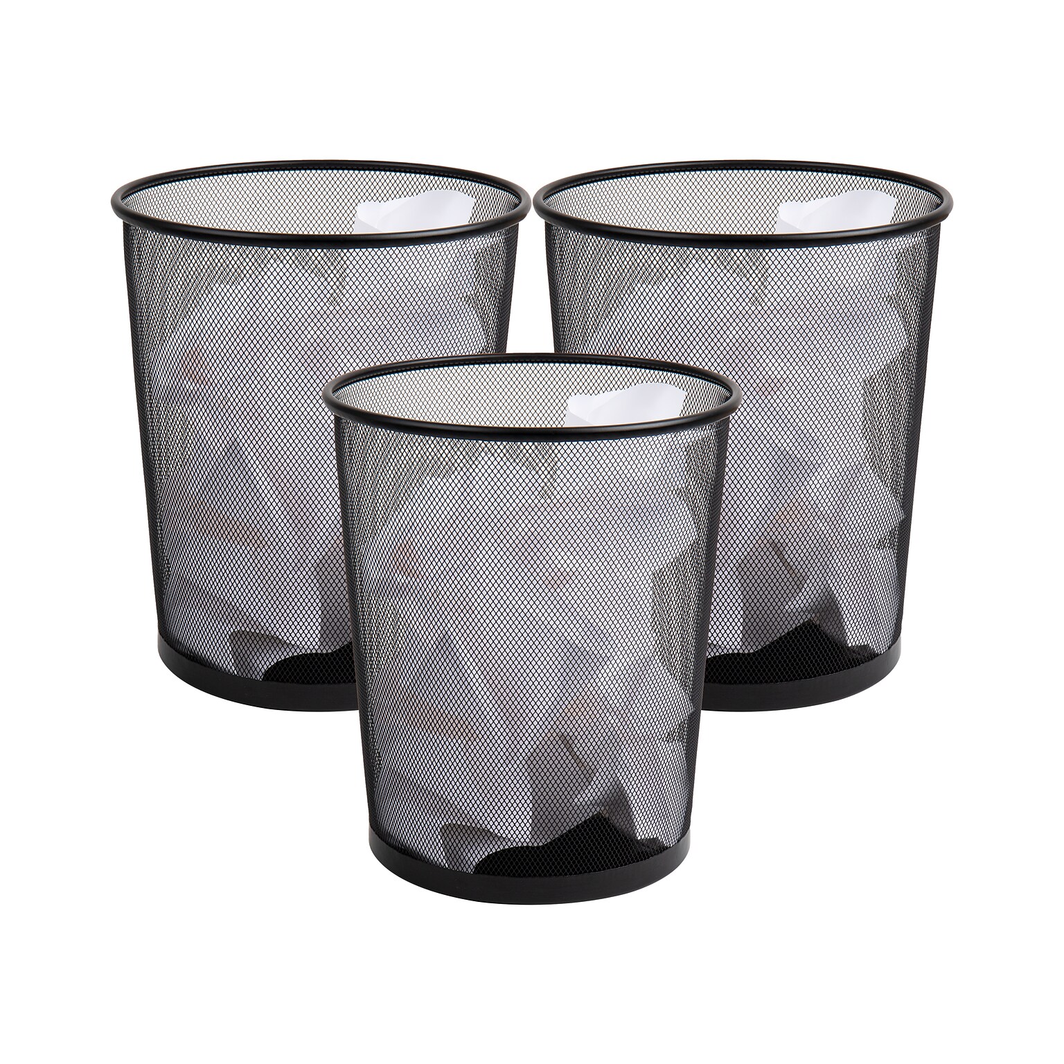 Mind Reader Metal Mesh Trash Can, 4.5 Gallon, Black, 3/Pack (3CGARB-BLK)
