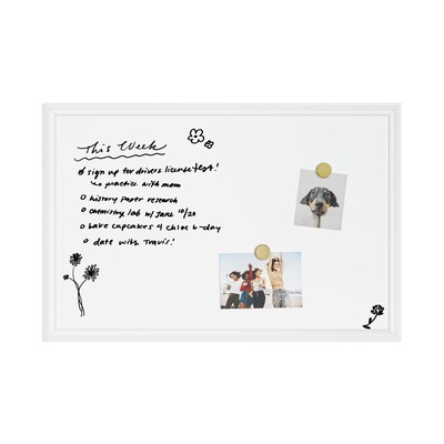 U Brands Magnetic Dry Erase Whiteboard, White Decor Frame, 30" x 20" (2071U00-01)