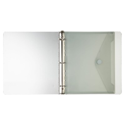 JAM Paper Plastic Binder Pocket, Gray, 3/Pack (235738956AX3)