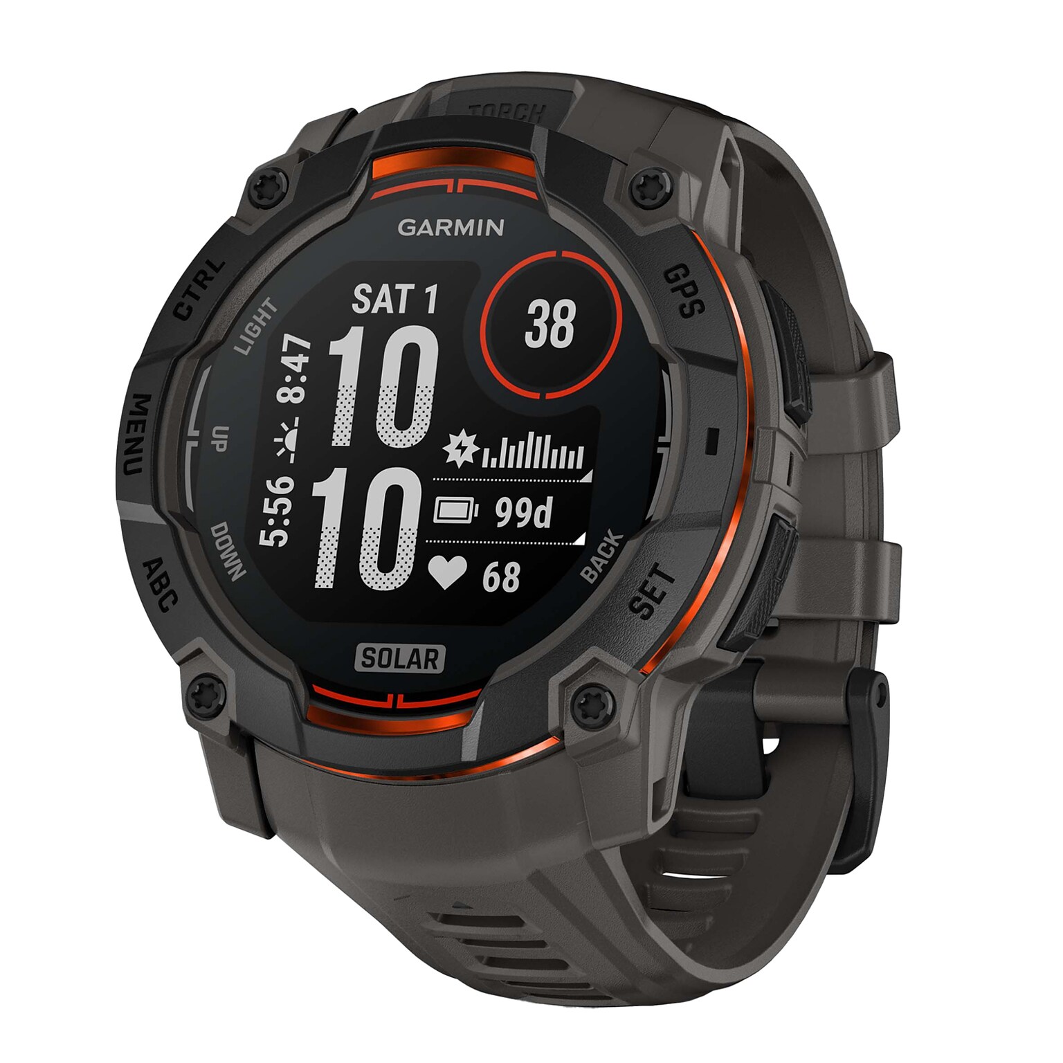 Garmin Instinct 3 Solar GPS Smartwatch, Black & Charcoal, 50mm (GRM0293500)