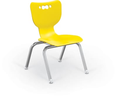 MooreCo 12 Hierarchy Student Chair with 4 Legs, Yellow/Chrome Base (703673595360)