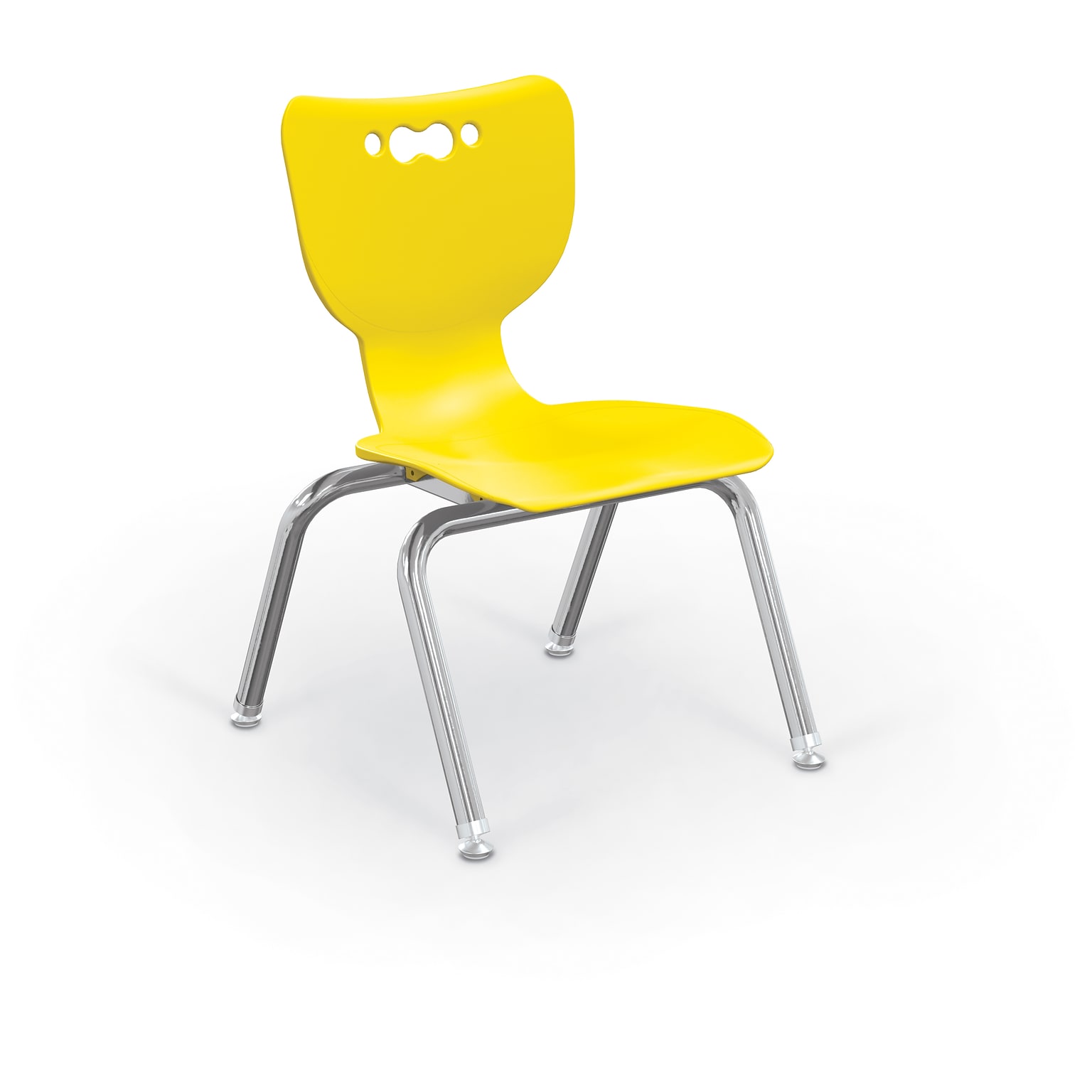 MooreCo 12 Hierarchy Student Chair with 4 Legs, Yellow/Chrome Base (703673595360)
