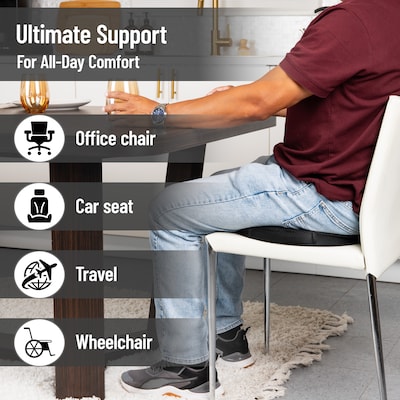 Mind Reader Ergonomic Memory Foam Seat Cushion with Cooling Core, Black (DOSEATCG-BLK)