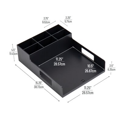 Mind Reader Plastic Utensil Napkin & Plate Holder, Silverware Organizer, Serving Tray, Black (PSNAPUT-BLK)