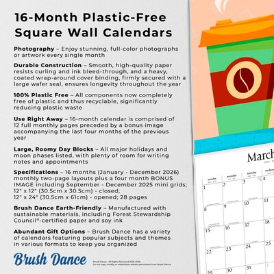 2026 Brush Dance But First Coffee 12" x 12" Monthly Wall Calendar (9798330706501)