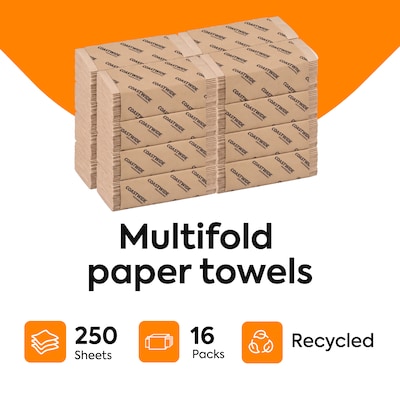 Coastwide Professional™ Recycled Multifold Paper Towels, 1-ply, 250 Sheets/Pack, 16 Packs/Carton (CW25228)