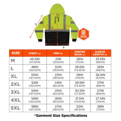 Ergodyne GloWear 8311BK High Visibility Long Sleeve Black Bottom Hooded Sweatshirt, ANSI Type R Class 3, Lime, Large (22874)