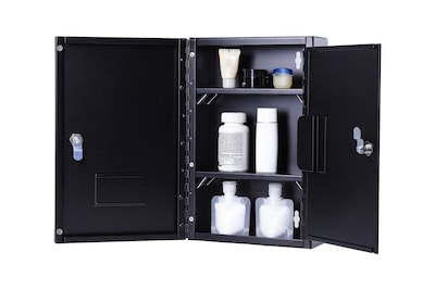 Viva Comfort Medium Double Door Medicine Locking Secure Storage Medical Cabinet, 0.3 cu. ft., Black
