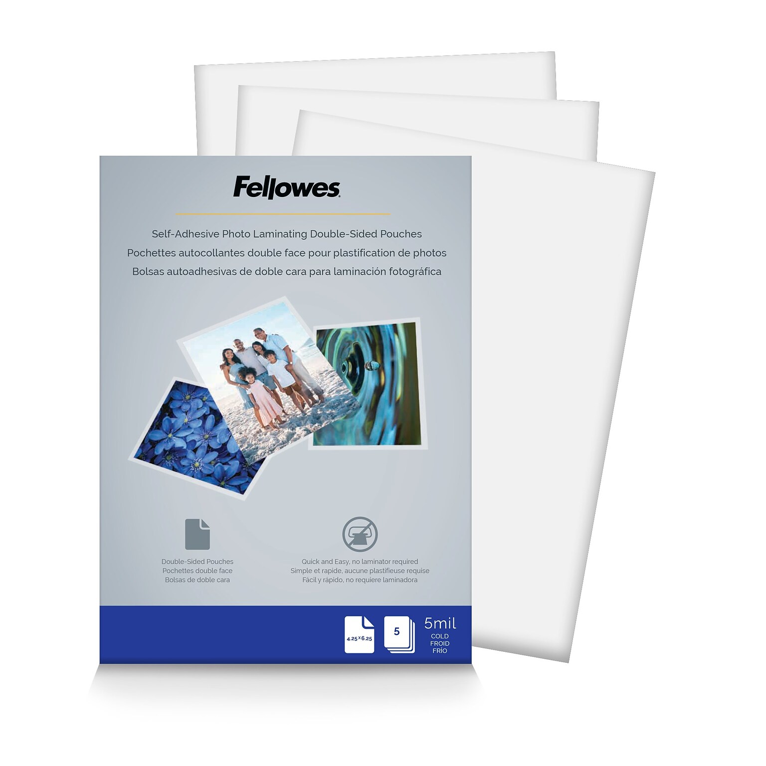 Fellowes Self Sealing Laminating Pouches, Photo, 5 Mil, 5/Pack (5220401)