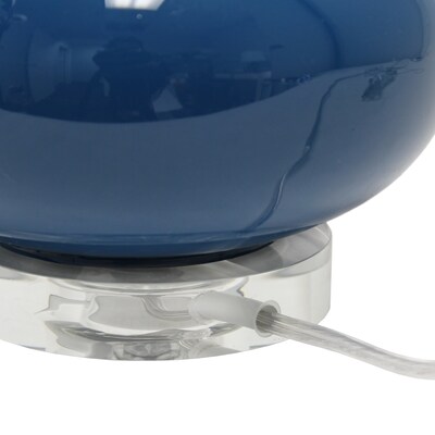 Lalia Home 15.25" Modern Ovaloid Glass Bedside Table Lamp with White Fabric Shade, Blue (LHT-3005-BL)