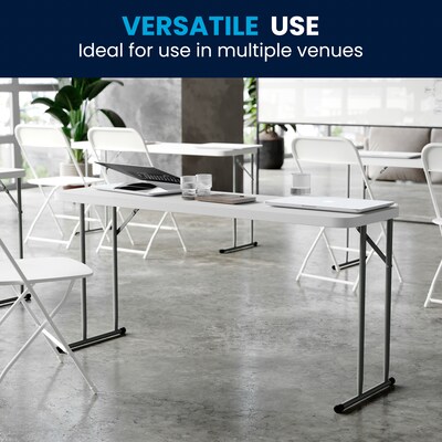 Flash Furniture Kathryn 5' x 18" Plastic Folding Table, Granite White (RB1860)