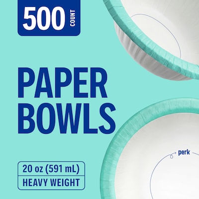 Perk Heavy Duty Paper Bowls, 20 oz., 500/Carton (CT63701)