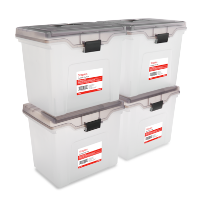 Staples Portable File Tote, Letter Size, Clear, 4/Carton (TR58298CT)