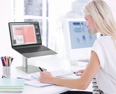 Mount-It! 2 x 10 Adjustable Height Laptop Riser for 11-15 Laptops, Silver (MI-7271)