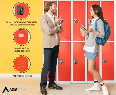 AdirOffice 72'' 2-Tier Red Storage Locker, 2/Pack (629-202-RED-2PK)