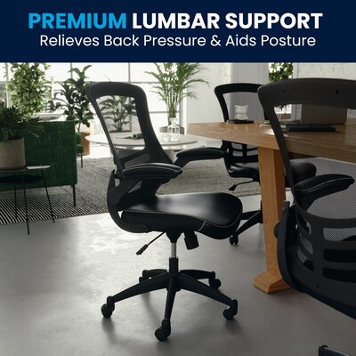 Flash Furniture Kelista Ergonomic LeatherSoft/Mesh Swivel Mid-Back Task Office Chair, Black (BLX5MLEA)