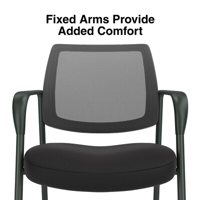 Staples Essentials Mesh/Fabric Guest Chair, Black (UN61297-CC)