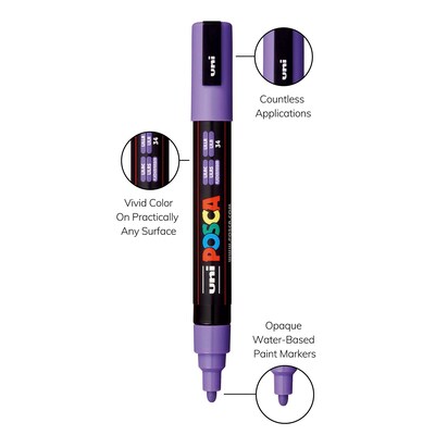 POSCA PC-5M Water Based Paint Marker, Reversible Medium Tip, Lilac, 3/Pack (UBCPC5MLILAC-3)