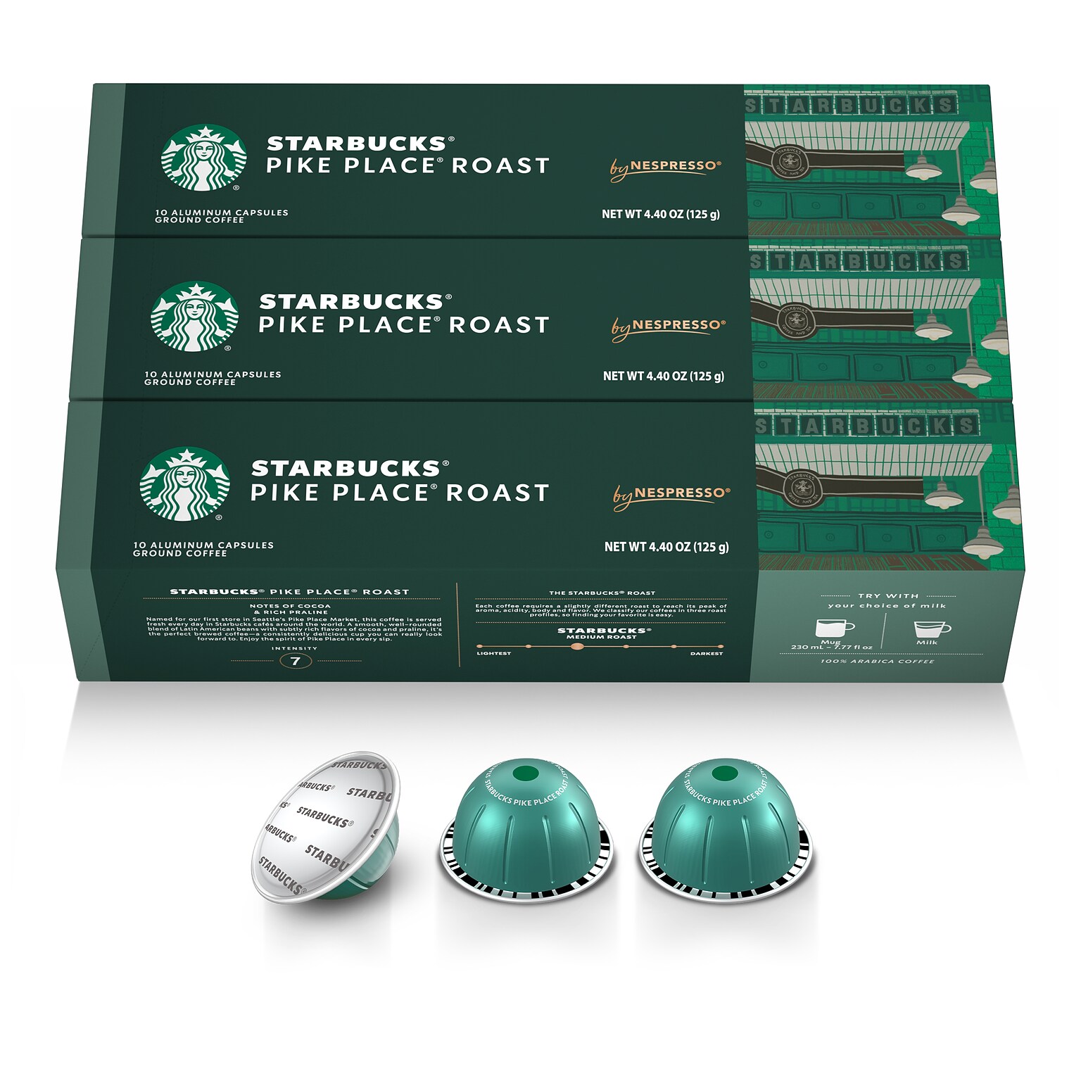 Nespresso Starbucks Pike Place Roast Coffee Nespresso Vertuo Capsules, Medium Roast, 30/Pack (163919)