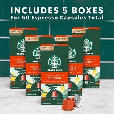 Starbucks Colombia Coffee Nespresso Original Capsules, Medium Roast, 50/Box (109052)